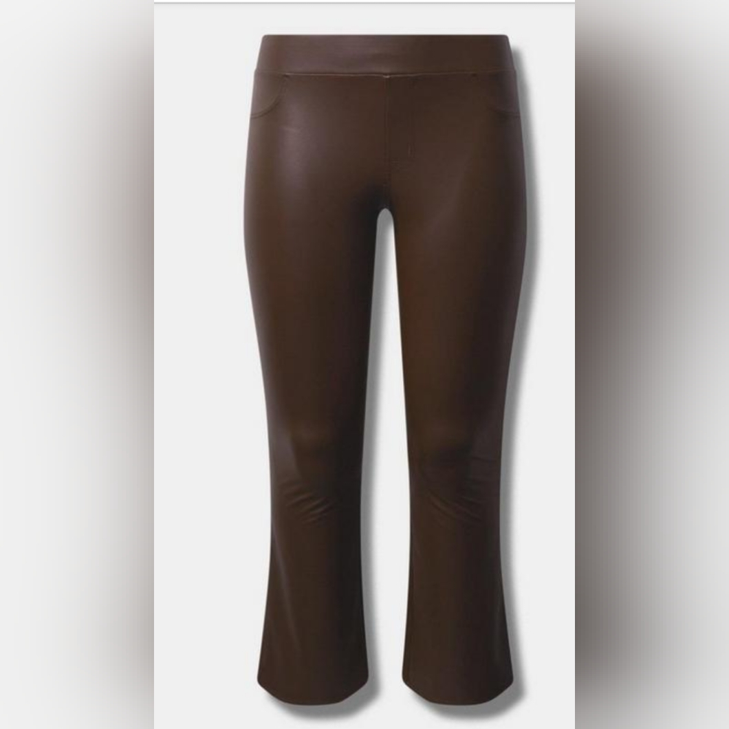 Torrid Platinum Faux Leather Slim Bootcut Leggings With Pockets New